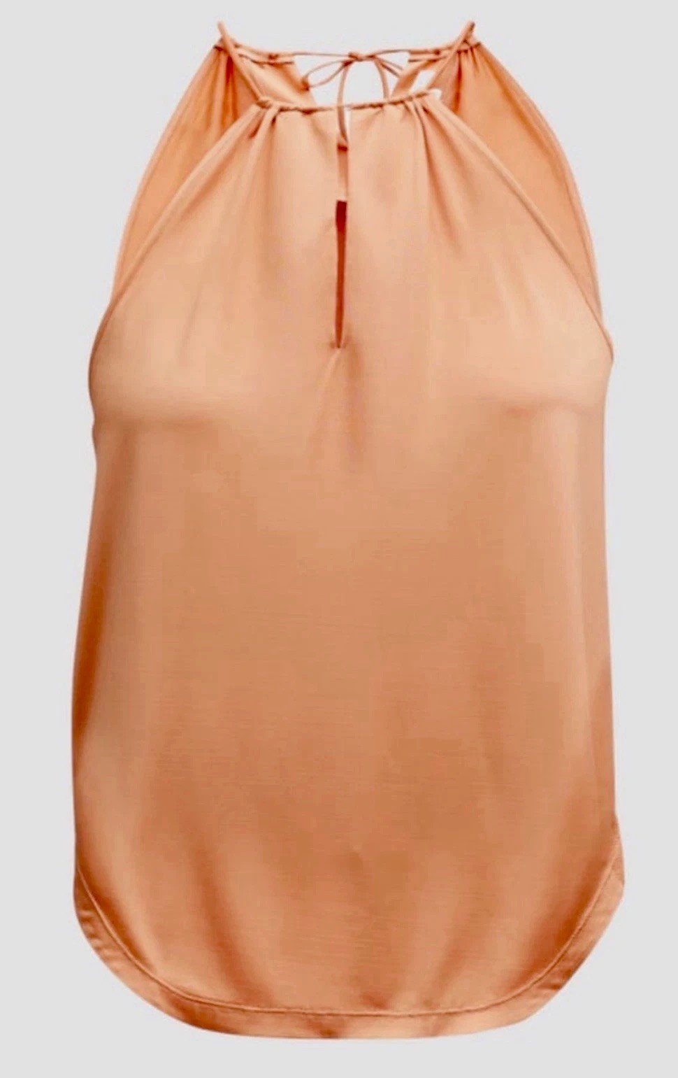 Veronica Beard Kusumi Satin Halter top Keyhole Cutout Tie Neckline Blouse sz S