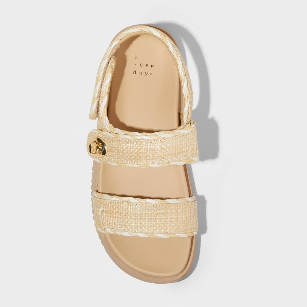 Women’s Tilly Raffia Platform Footbed Sandals – A New Day