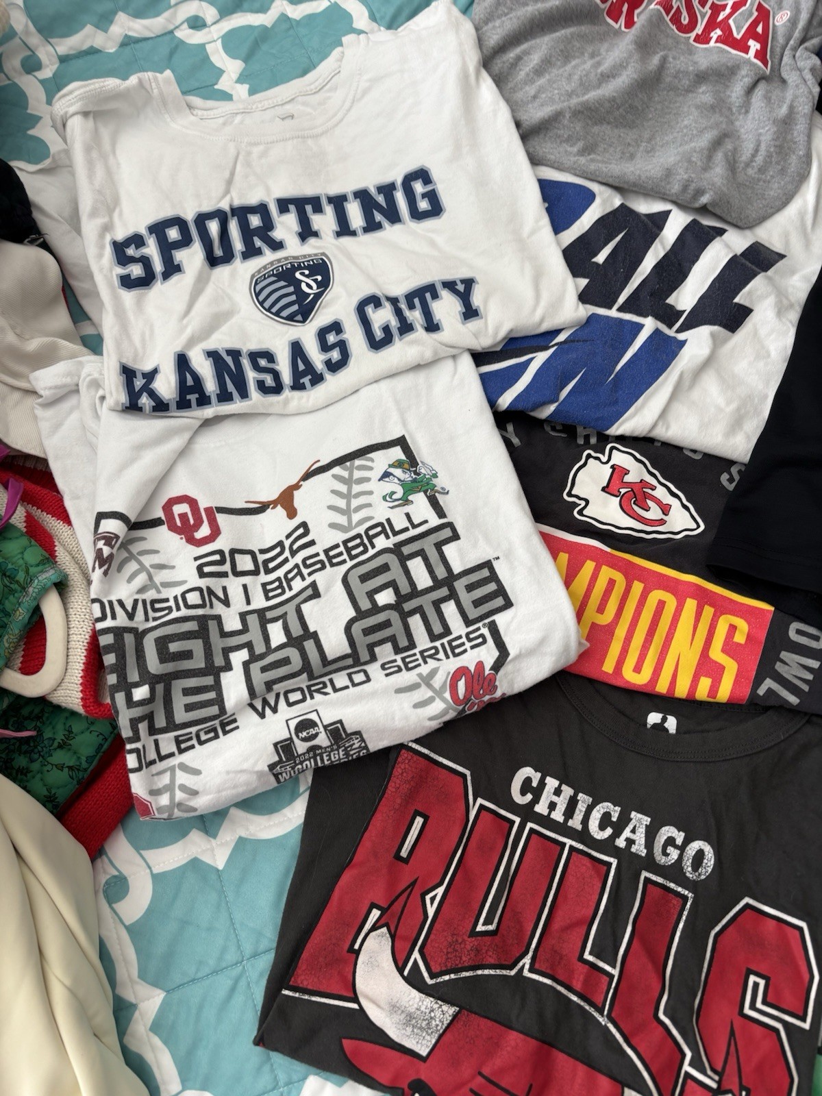 Lot of Sport Clothing. Sizes Vary. Most Shirts are Large and Shorts a S. Nike