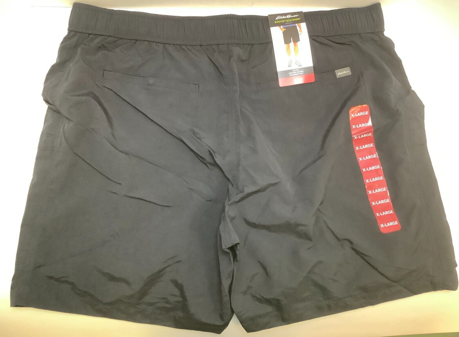 Eddie Bauer Men’s Ripstop Tech Pull On Short, XL, Black, Free Shipping!!!