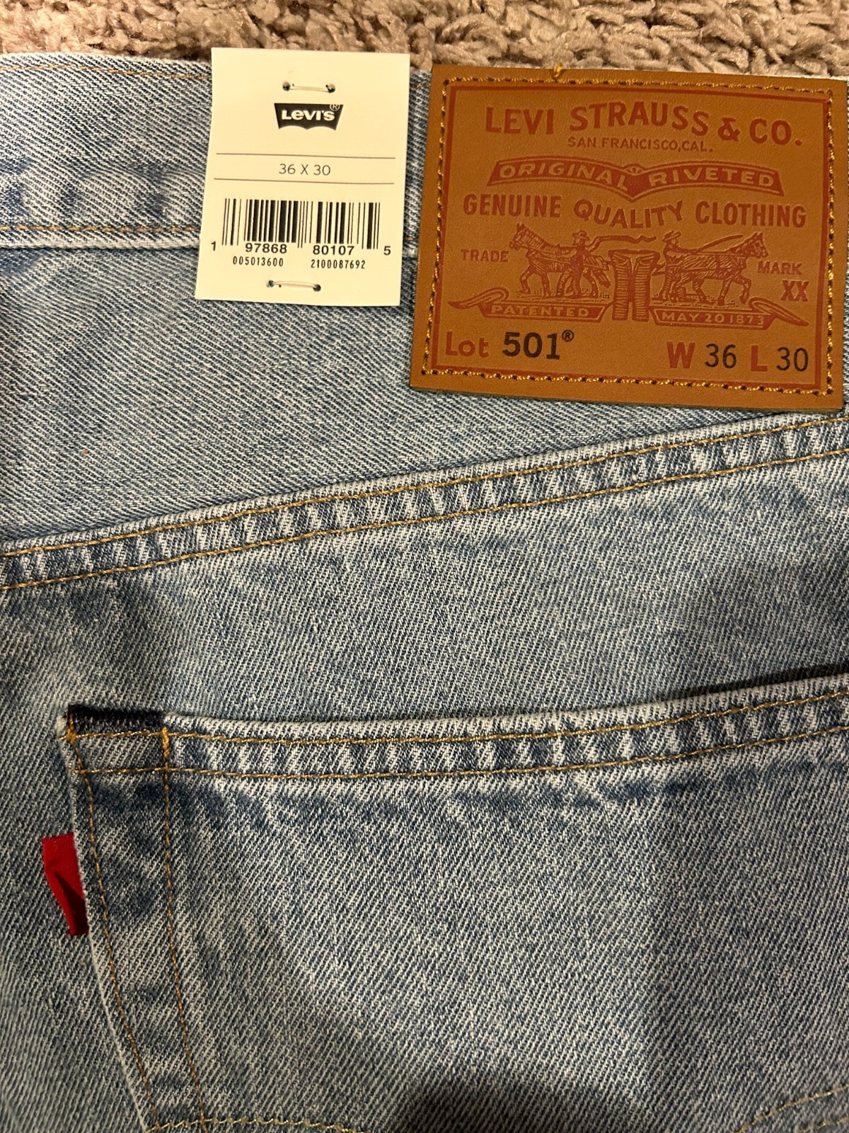 Levi’s Premium 501 Original Fit Selvedge Jeans Blue Men’s Size NWT RT$148 3600