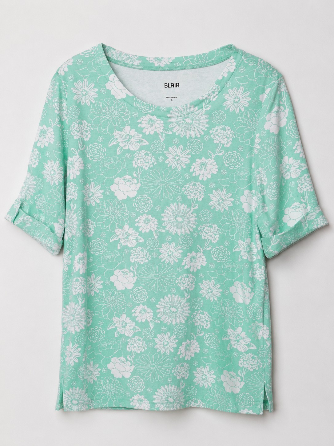 Blair Women’s Floral 3/4 Sleeve Blouse, Size L, Multicolor New