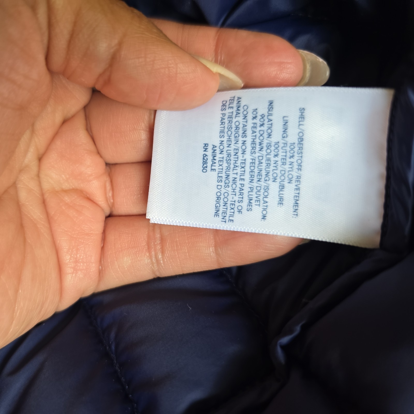Lands’ End Quilted Puffer Jacket Women’s Navy Blue Snap Full Zip Outdoor – Small