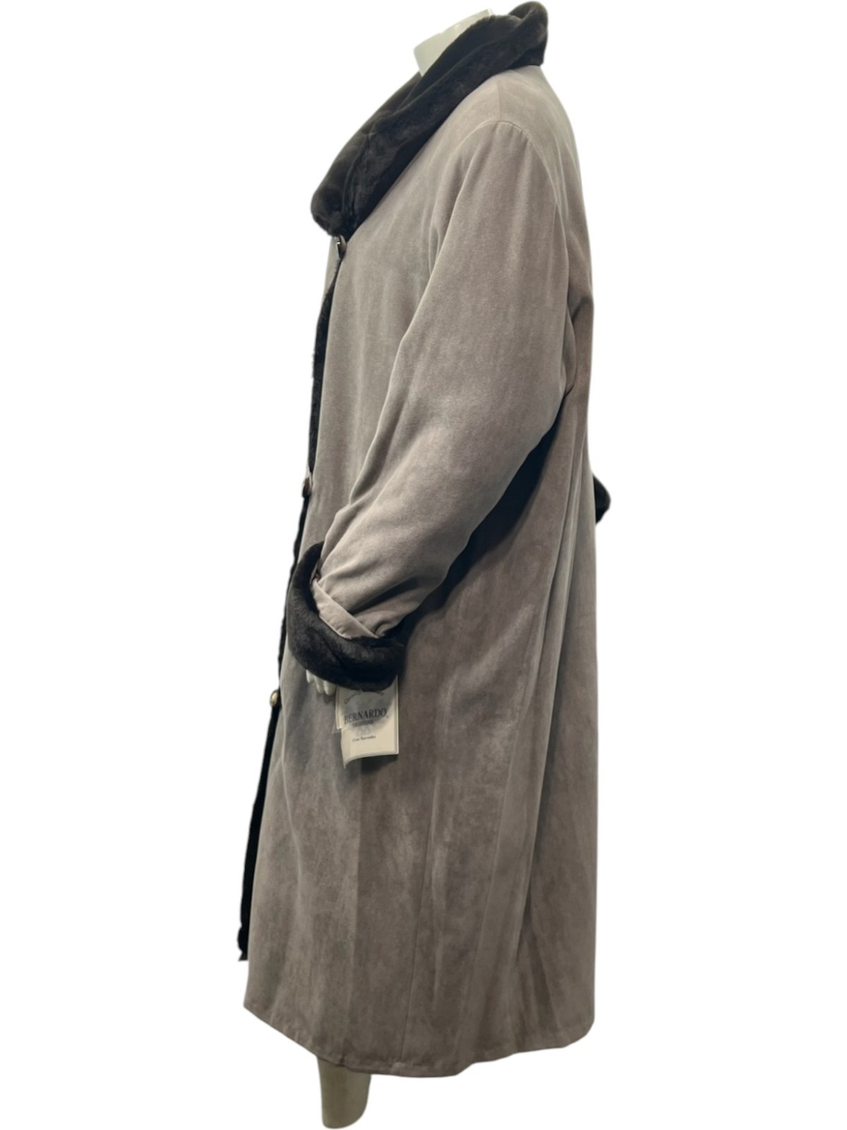 Bernando Fashion Coat Womens Size Large Brown Pockets Faux Sued New