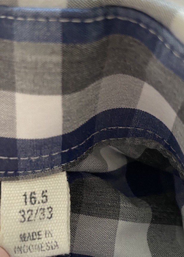 Todd Snyder NY Melange Yarns Gingham Check Shirt Blue Grey Mens Large 16.5 32/33