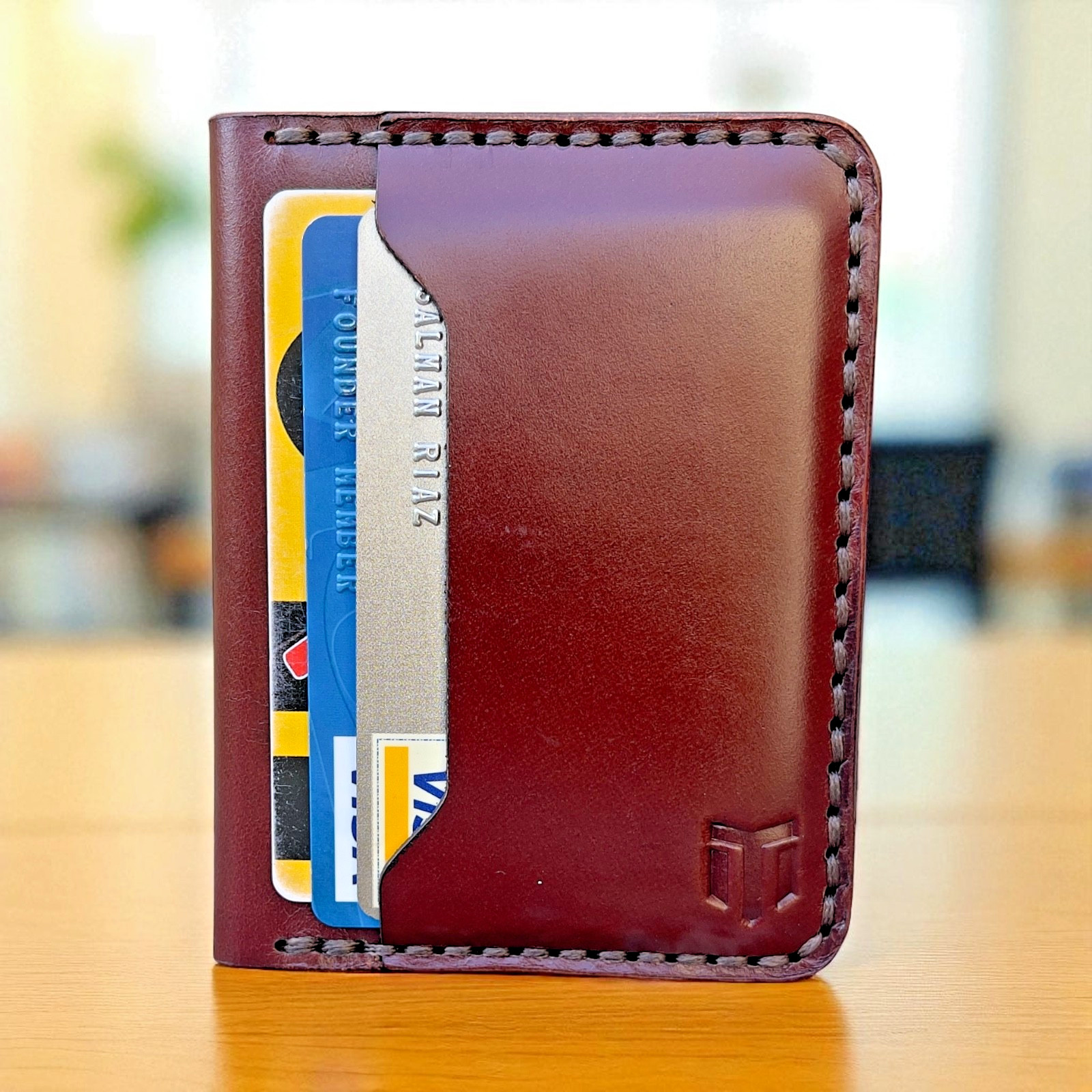 Mens Handmade RFID Bifold Cardholder Wallet Genuine Crazy Horse Leather