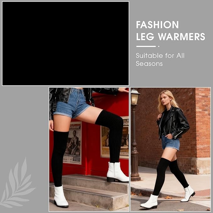 Stretchy Knit Thigh High Leg Warmers Winter Knitted Over Knee Socks Footless