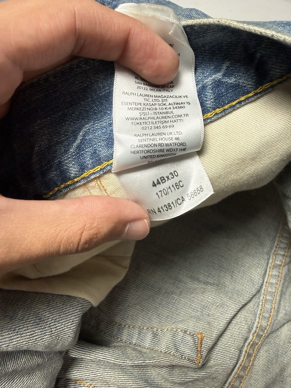 Polo Ralph Lauren Men Hampton Relaxed Straight Jeans 44X30 Blue Pocket Denim NEW