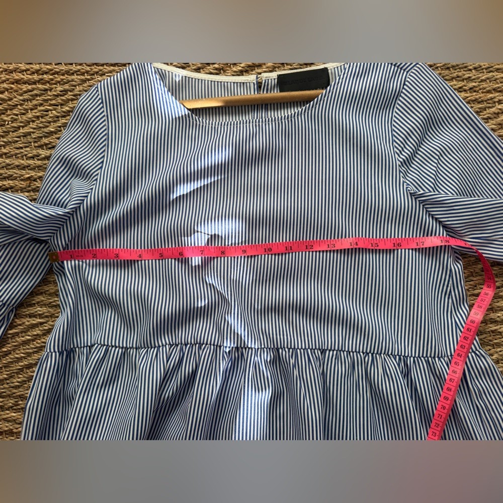 Blaque Label Blue & White Stripe Peplum Top 💙 Size Medium, Bell Sleeve, Nautica