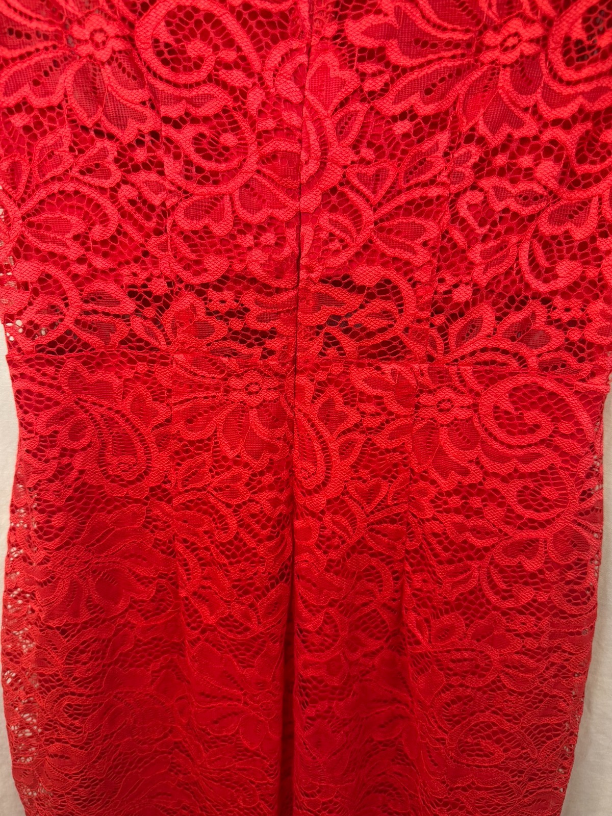 Vibrant Red Express Mock Neck Sheath Dres Lace Floral Size 8