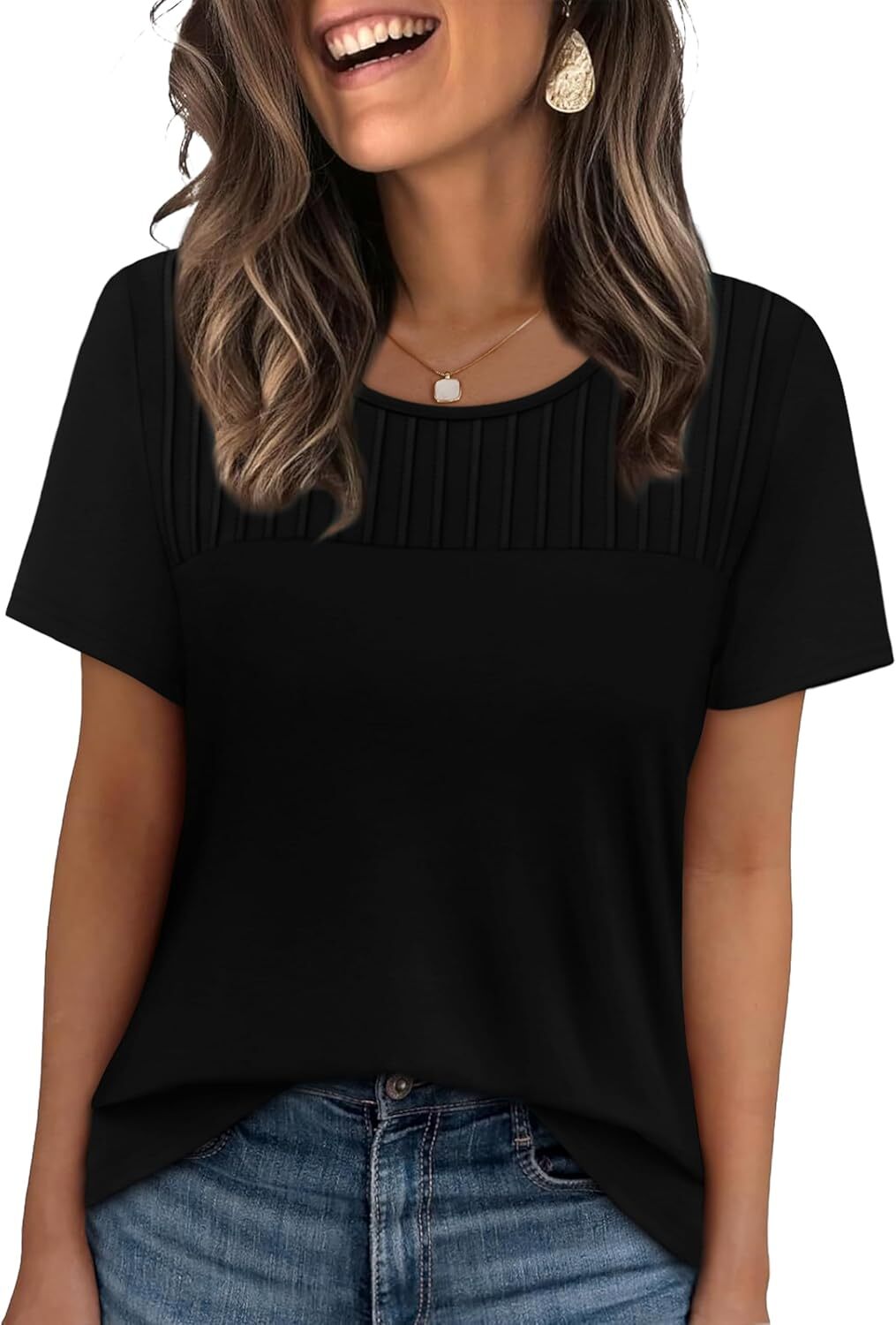 Women’s Plus Size Short Sleeve Crew Tops – Loose Fit Cotton Casual Trendy
