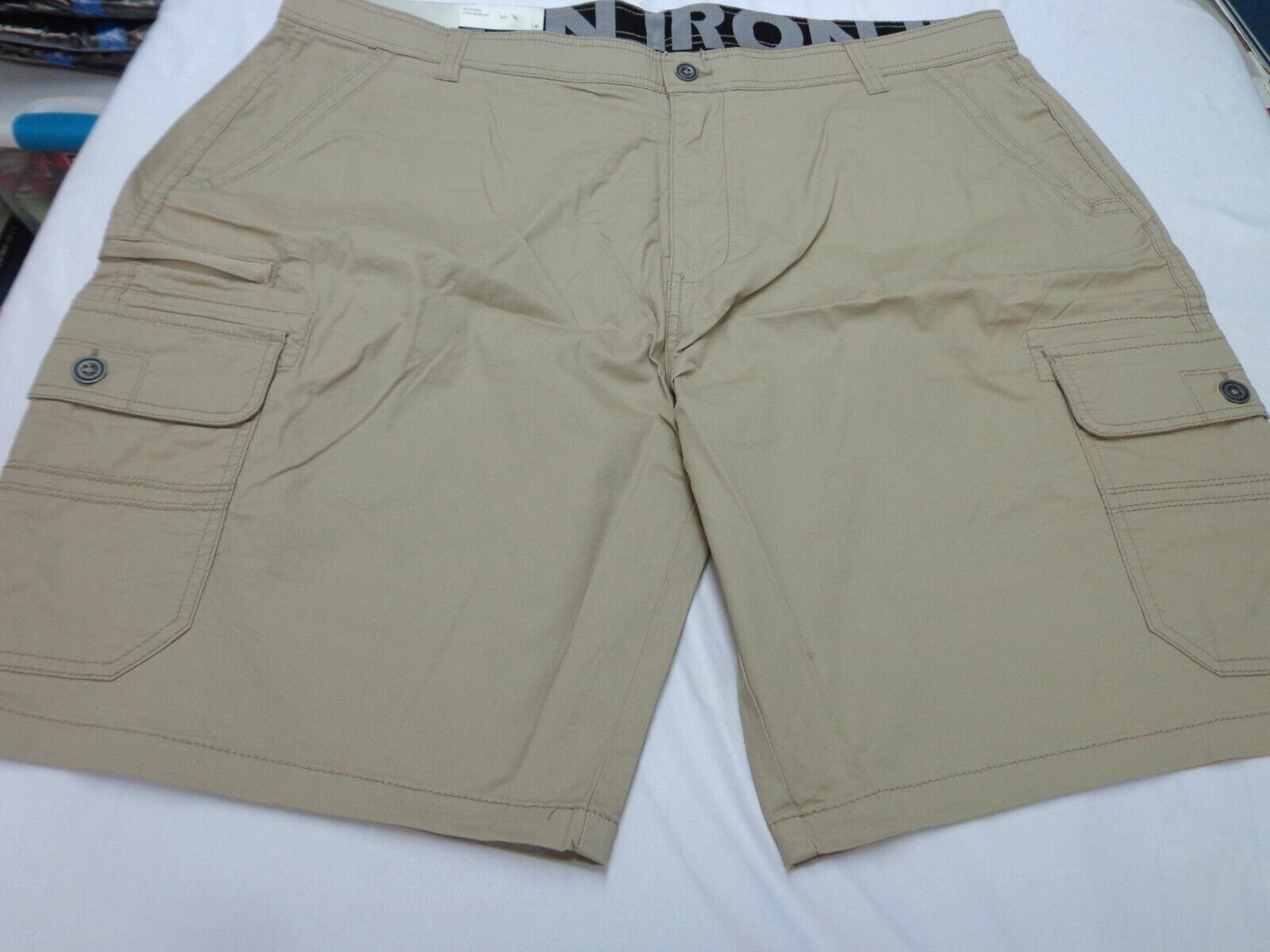 Iron Co Stretch Cargo Shorts Regular Fit Cotton Blend Vintage Wheat Size 44