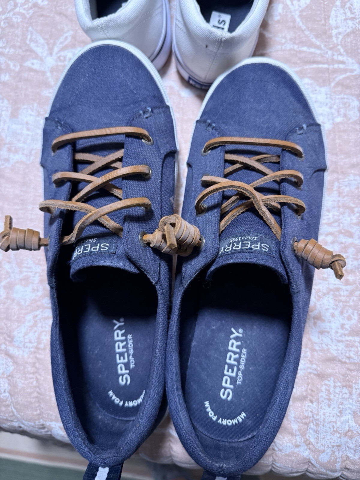 Sperry Blue Canvas Lace-Up Sneaker Shoes US 9.5 Round Toe Rubber Sole