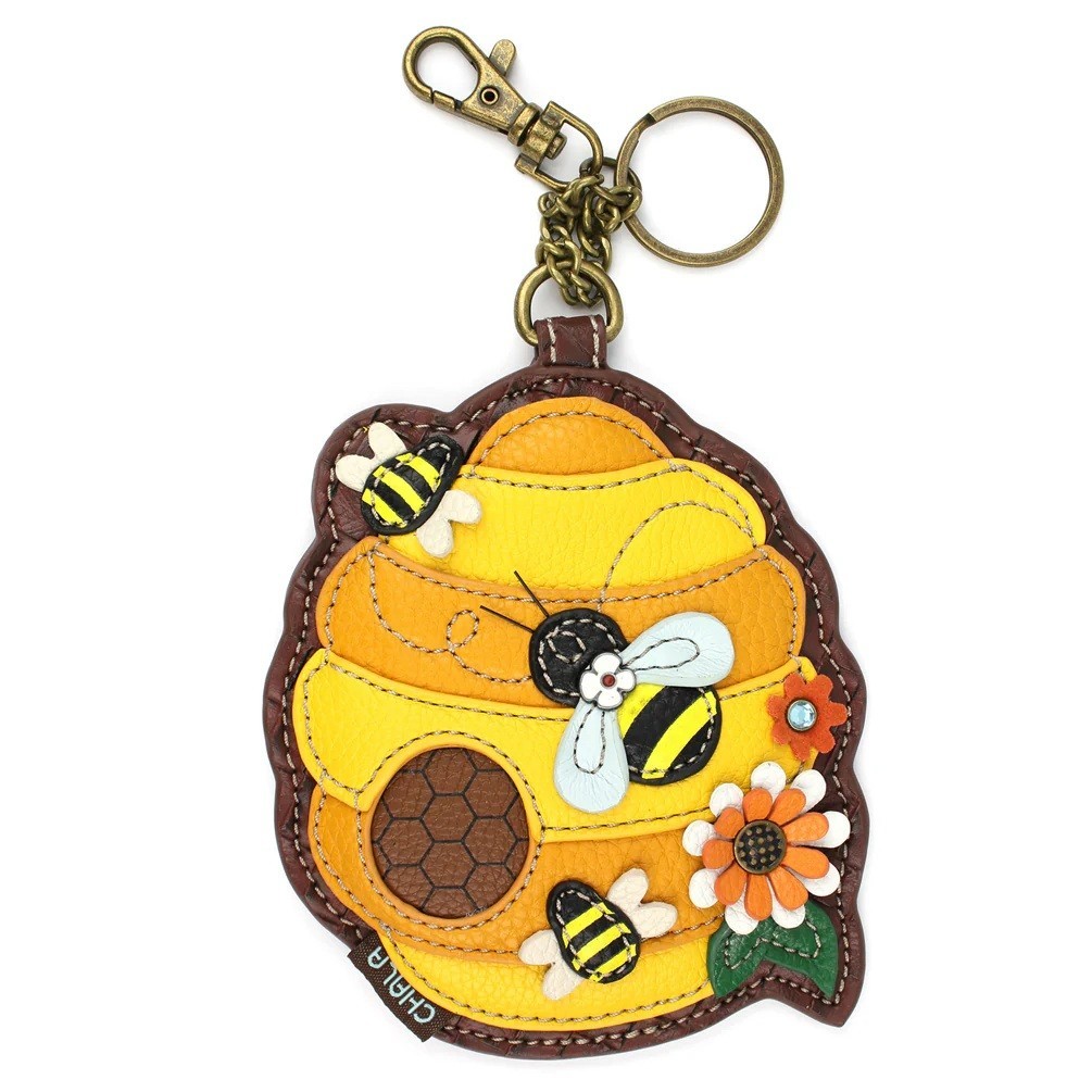 Chala BEE HIVE Key Fob / Coin Purse Keychain, Purse Charm 5 x 5 x 0.3″ NWT