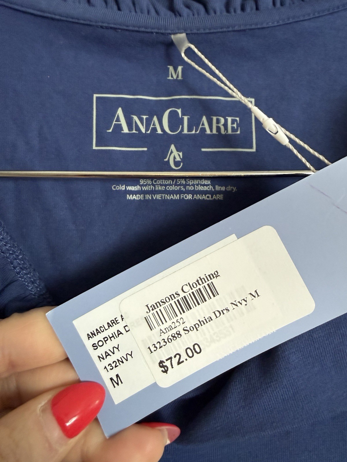 Ana Clare Women’s M Dress Blue 3/4 Sleeve Ruffle Collar Short Dress NEW