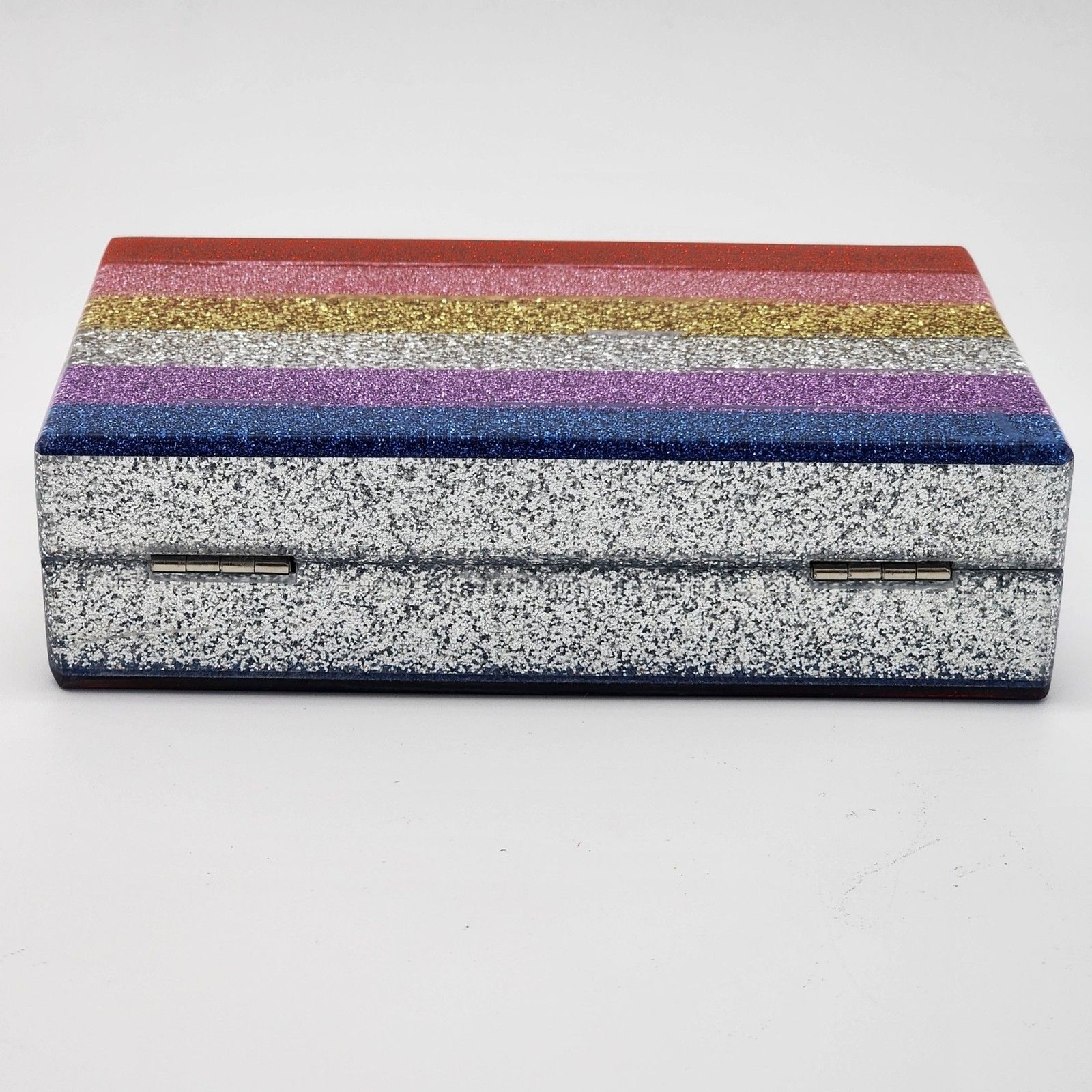 Elizabeth Sutton Collection Acrylic Glitter Rainbow Chain Crossbody Bag Clutch
