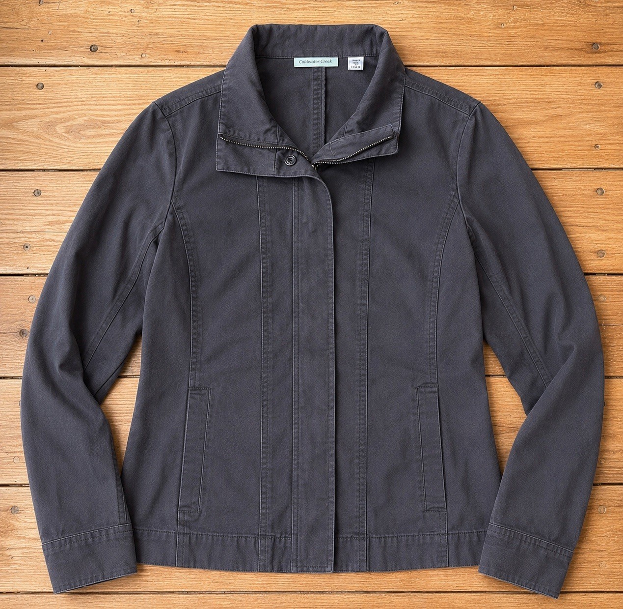 Coldwater Creek Women’s Jacket Large 14/16 Gray Utility Zip Up Lightweight Coat