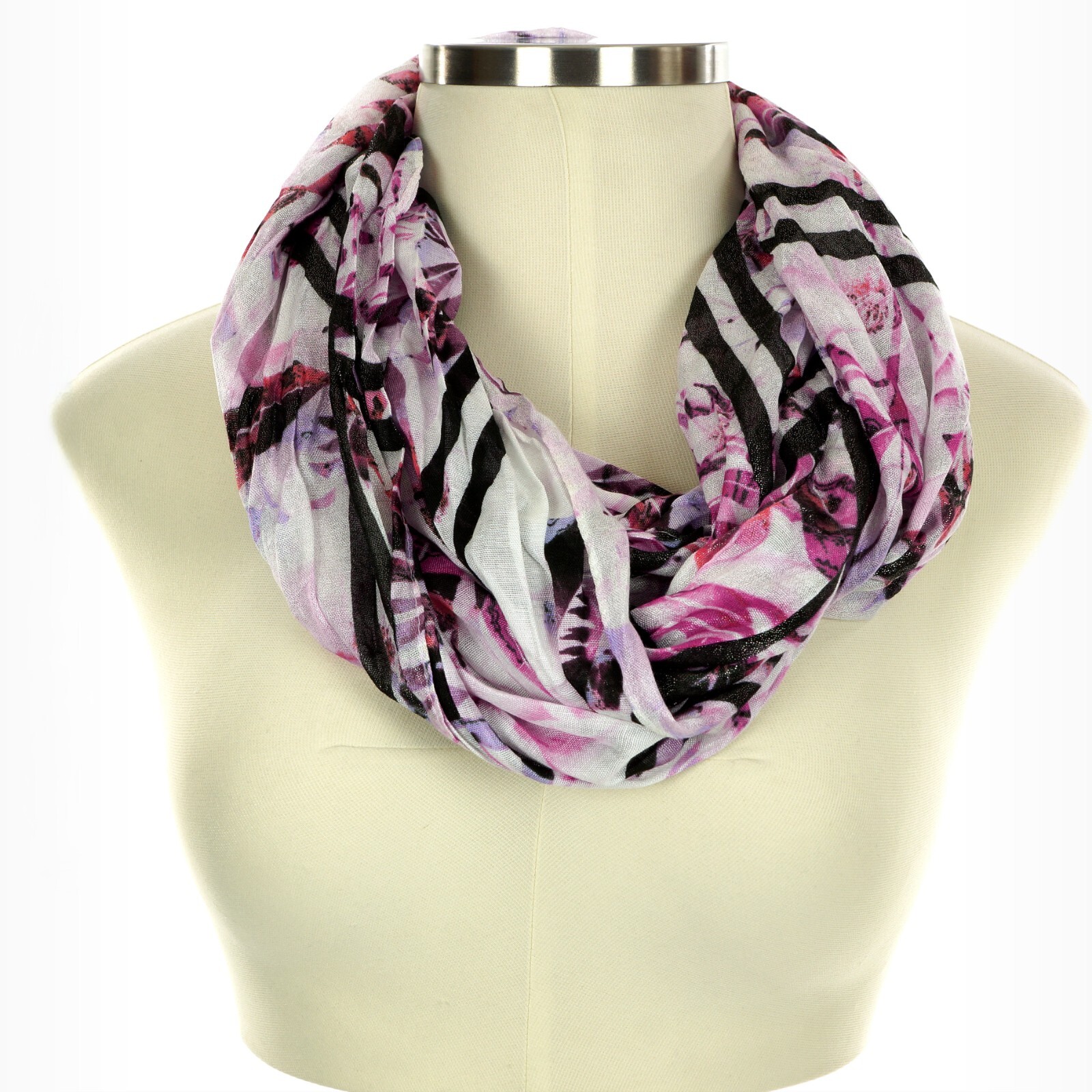 JENNIFER LOPEZ Lightweight MULTI-COLOR & GOLD METALLIC Print INFINITY SCARF Loop