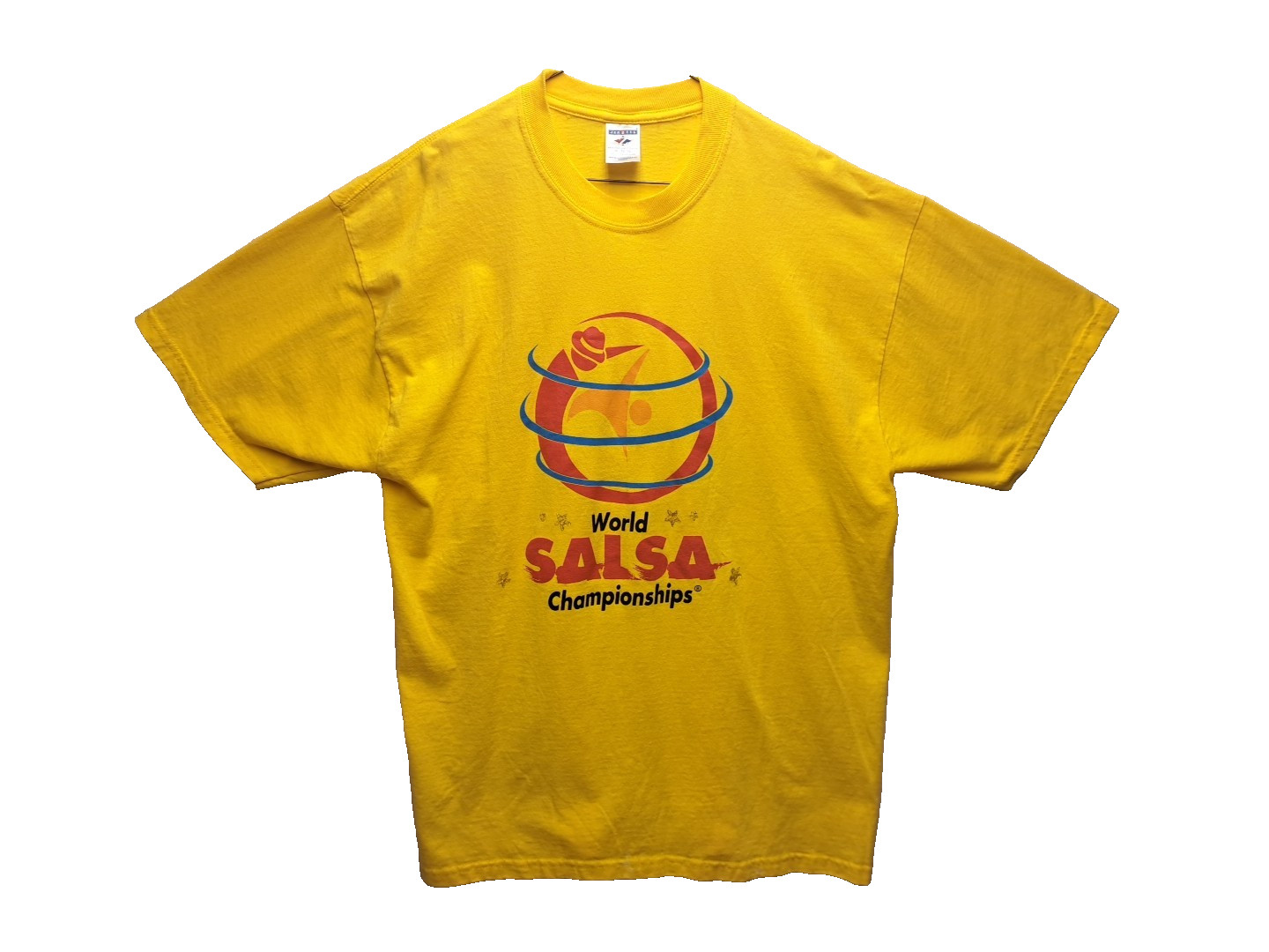 Jerzees World Salsa Championships t-shirt Orlando Florida Yellow Crew Neck Sz XL