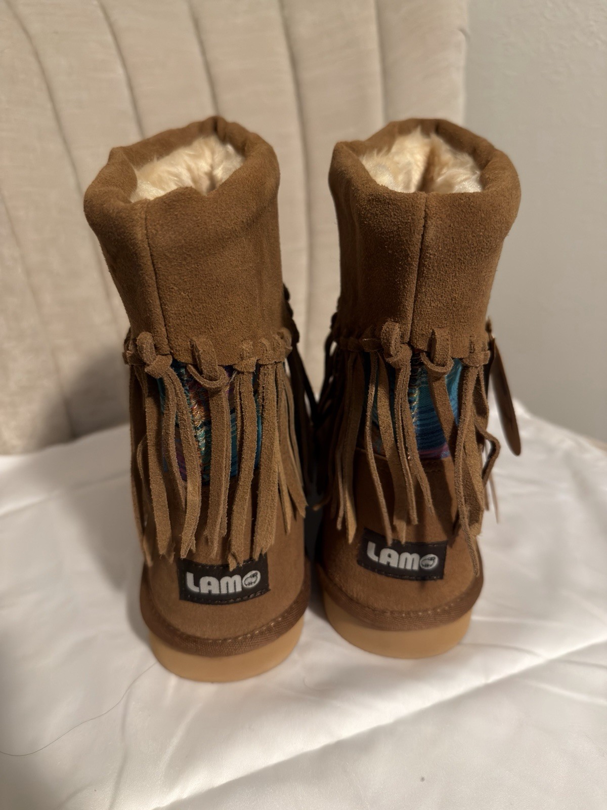LAM Women’s Winter Short Boots Tan Leather With Frills