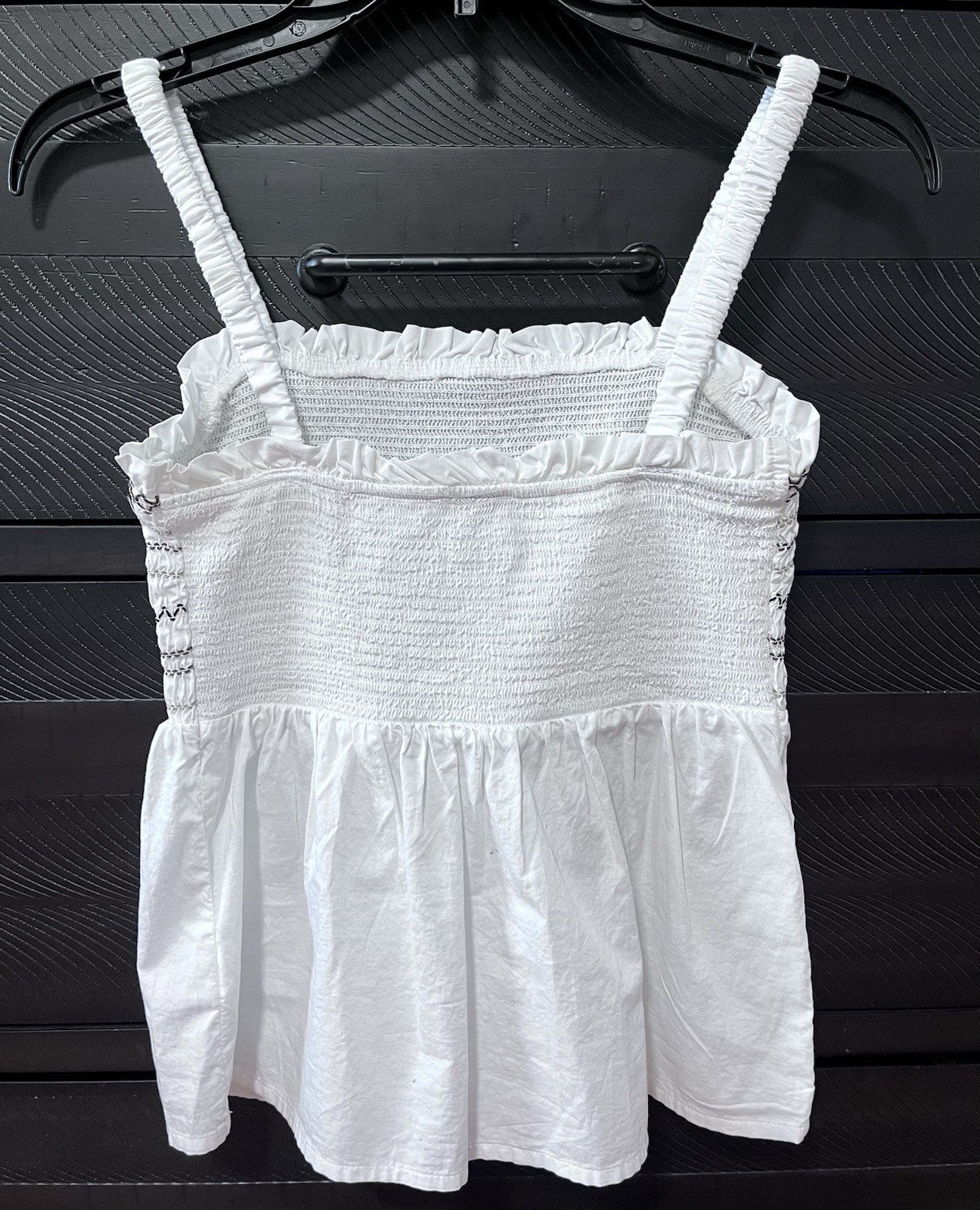 BRAND NEW Old Navy White Tank Top With Brown Embroidered Elastic Bodice