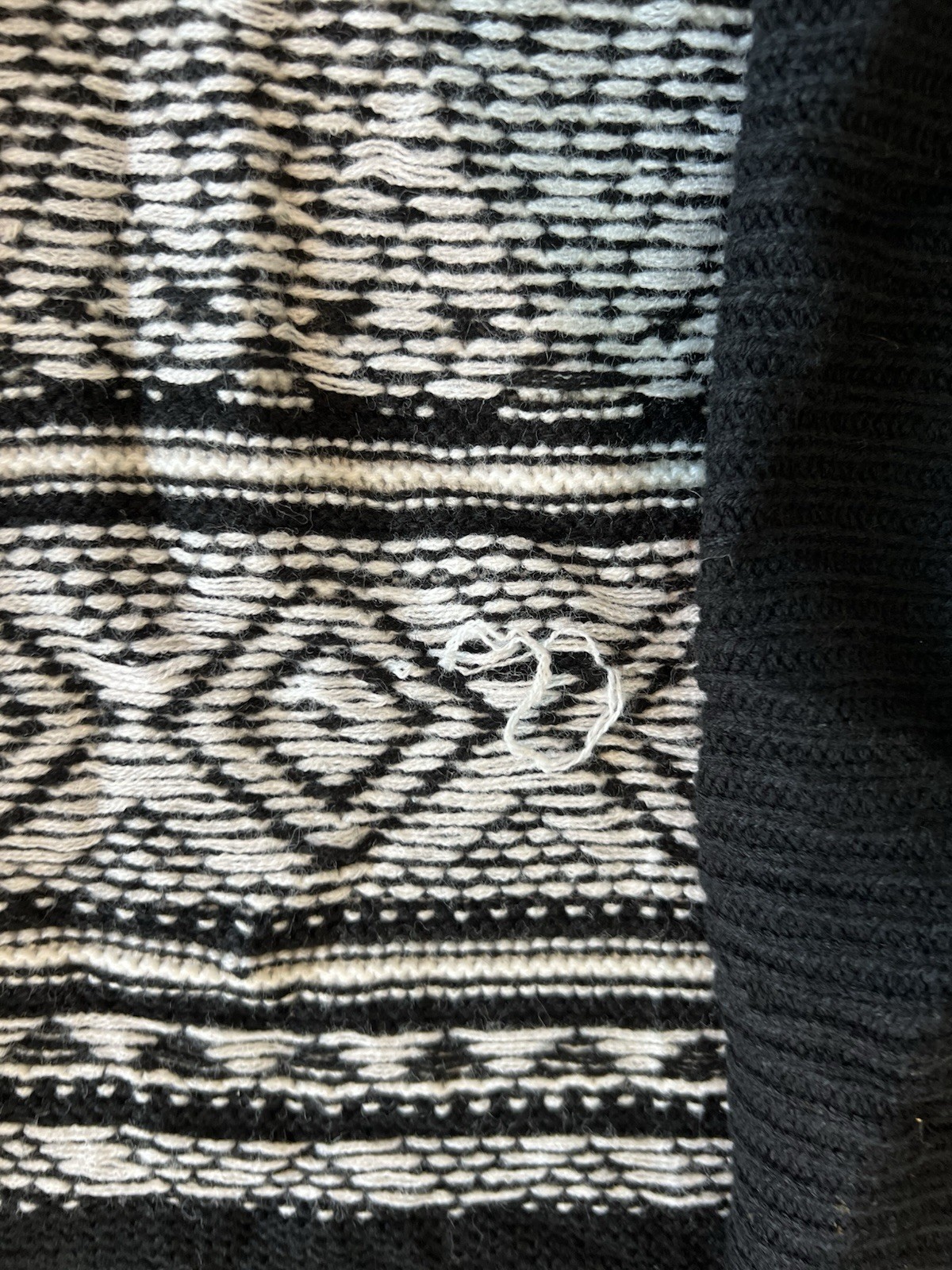 Black White Aztec Geometric Cardigan Open Front Short Sleeve Boho Knit Sweater
