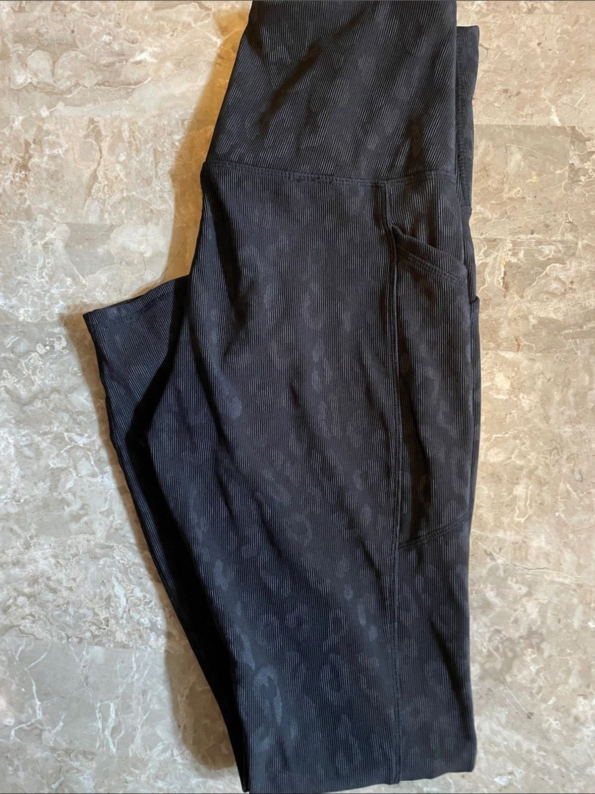 Source Unknown Black Ribbed Leggings with Side Pocket
