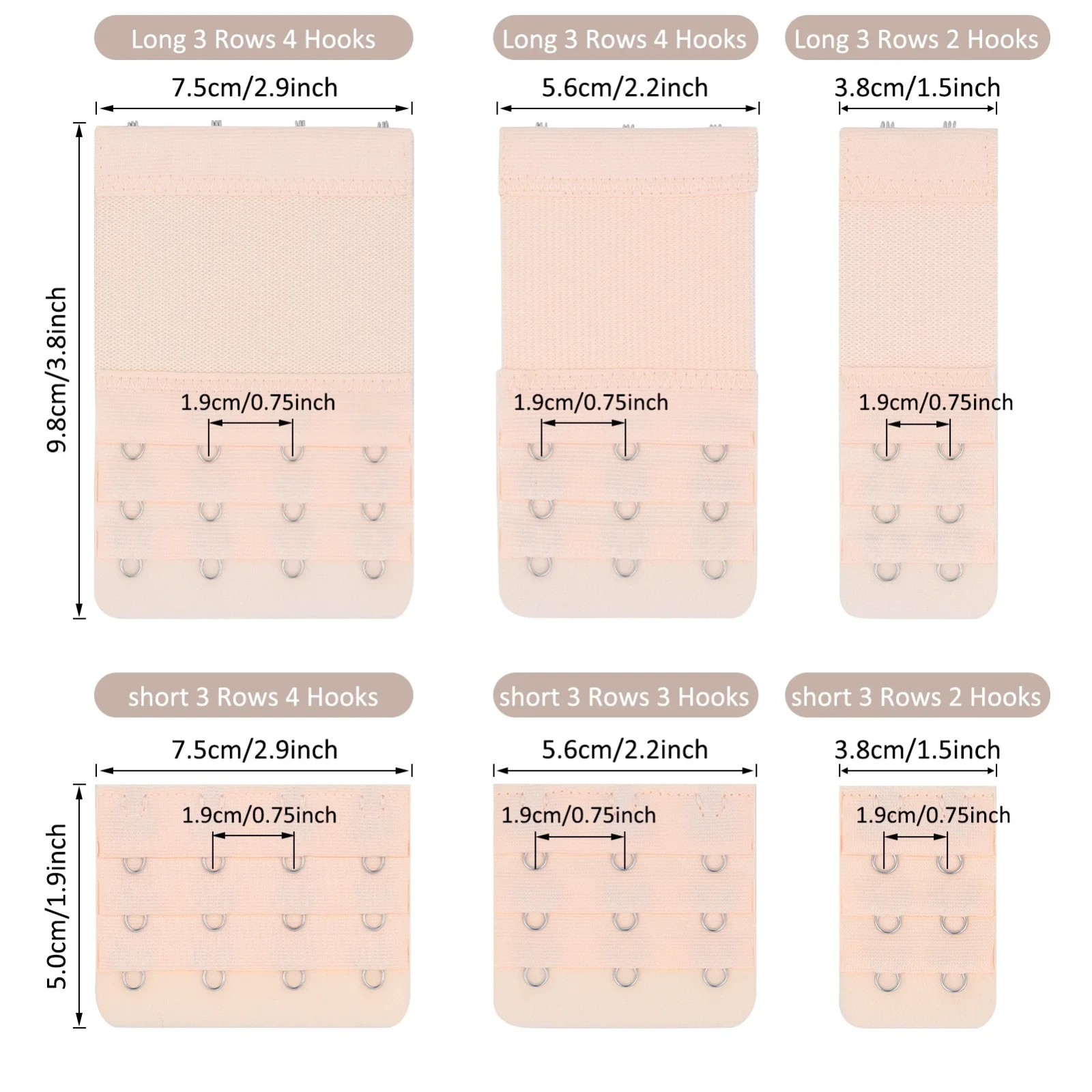 3ROW 2,3,4 Hook Bra Extender Extension Bra Strap Strapless Underwear Maternity