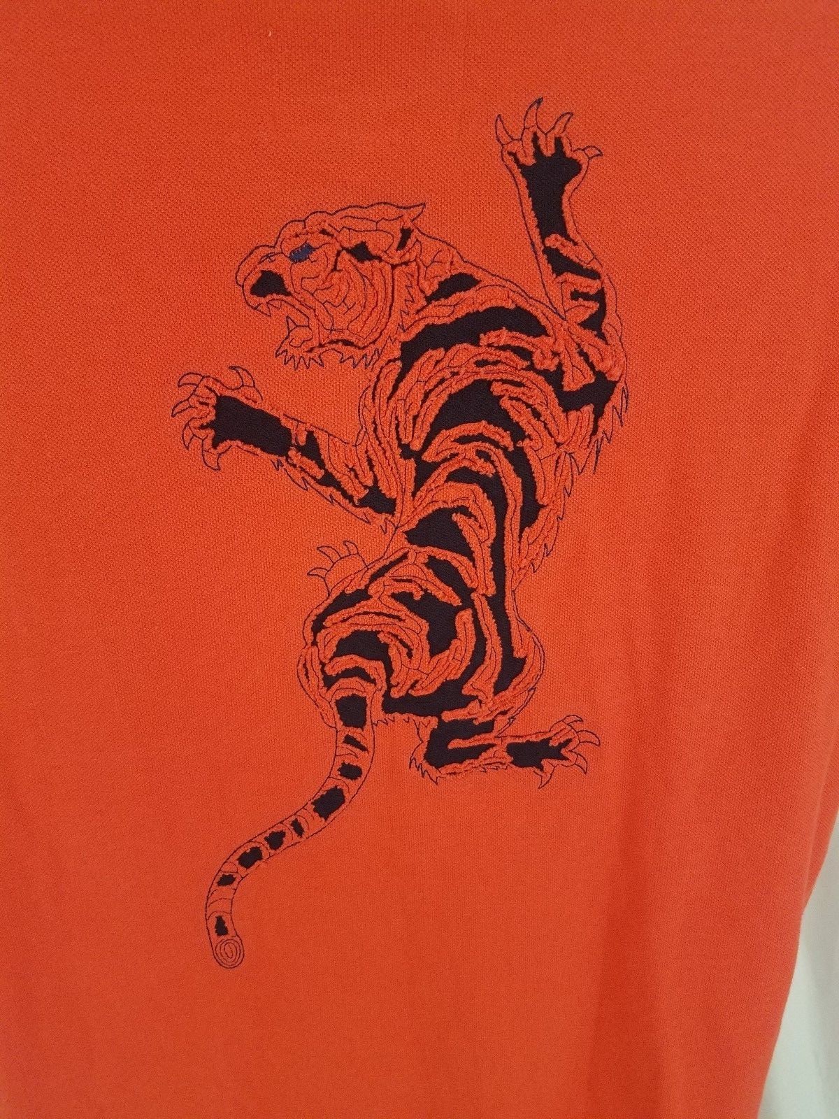 King Berry Plus Mens Polo Red Black Embroidery Cut Out Oriental Tiger Sz XL B 4