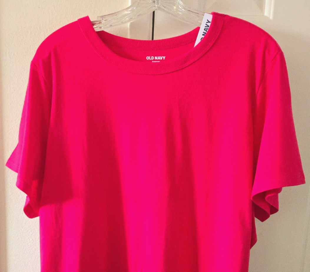 Old Navy Raspberry Hot Pink Fuchsia Cotton Scoop T-shirt XL 1X 16 18 2X XLarge