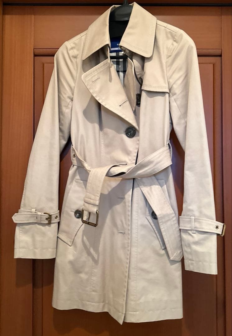 BURBERRY BLUE LABEL Beige Trench Coat Nova Check Womens Size 38