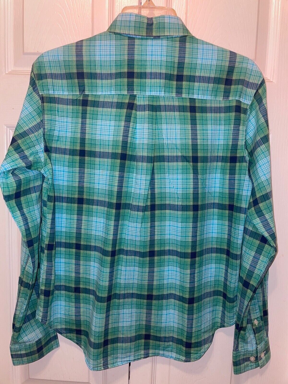 Cruel Girl Woman’s Blue Green White Plaid Long Sleeve Blouse Size S Lk Nw