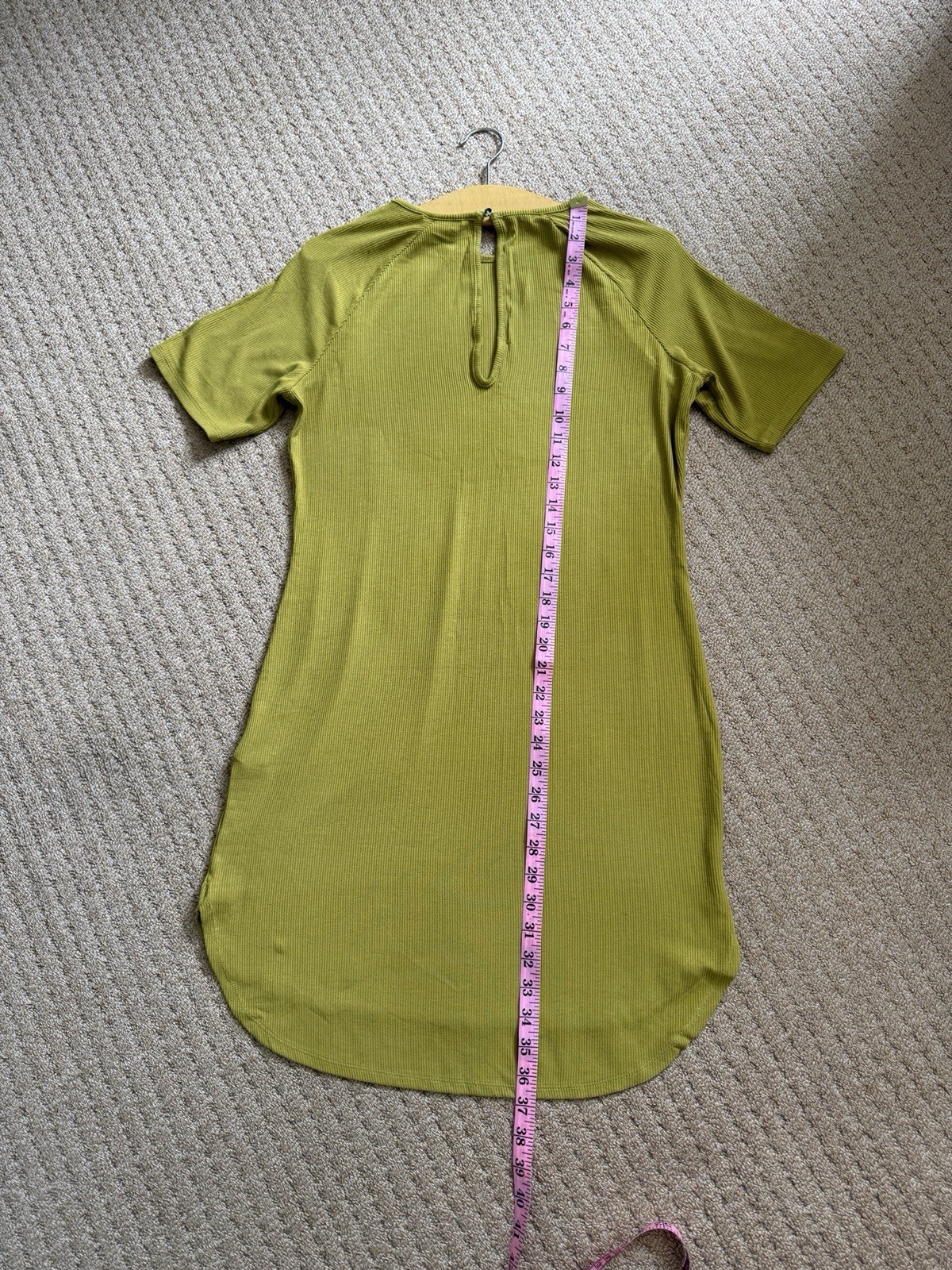 H&M Khaki Green Ribbed Jersey Tunic With Button Detail. Uk Size Large