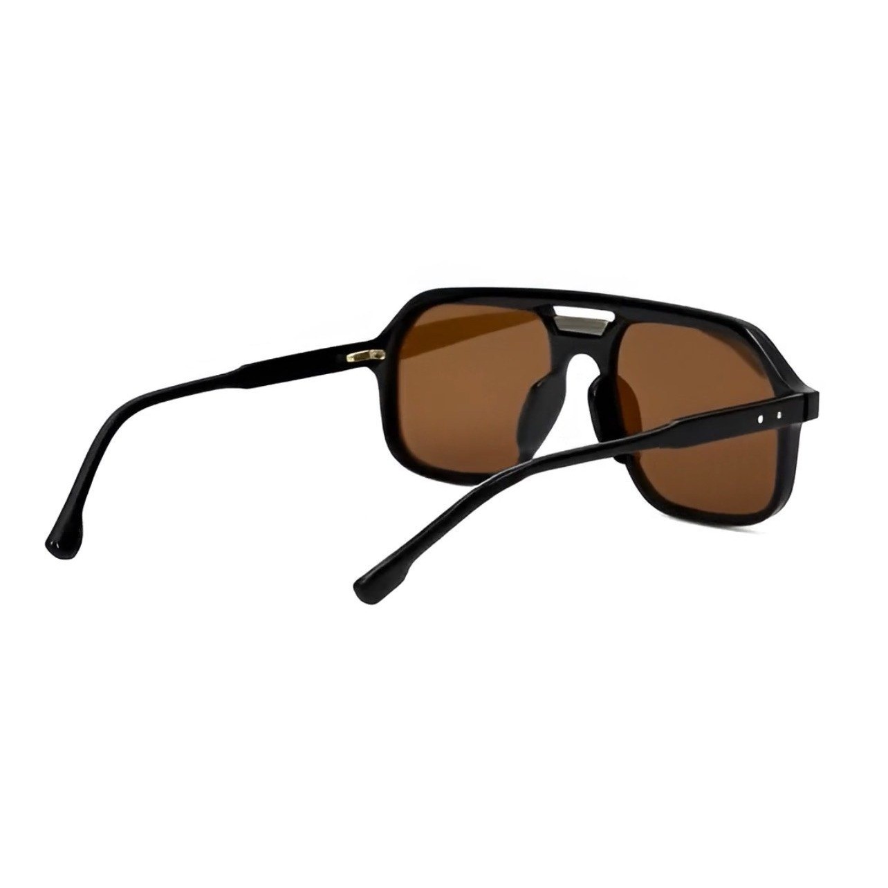 Oversized Flat Top Fancy Sunglasses Black Frame Brown Lens Square Shield 142mm