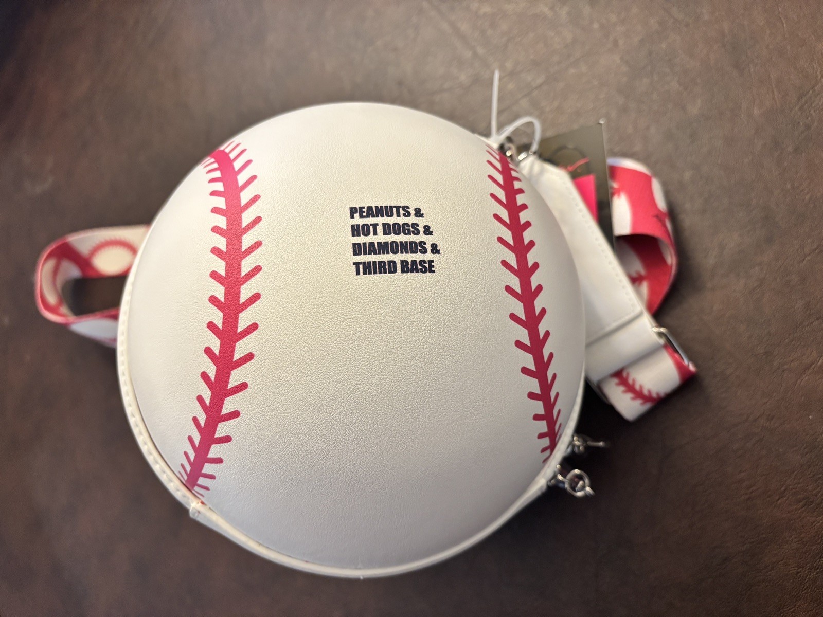 Betsey Johnson Kitsch Hit Me Up White Large Crossbody Bag Baseball NWT