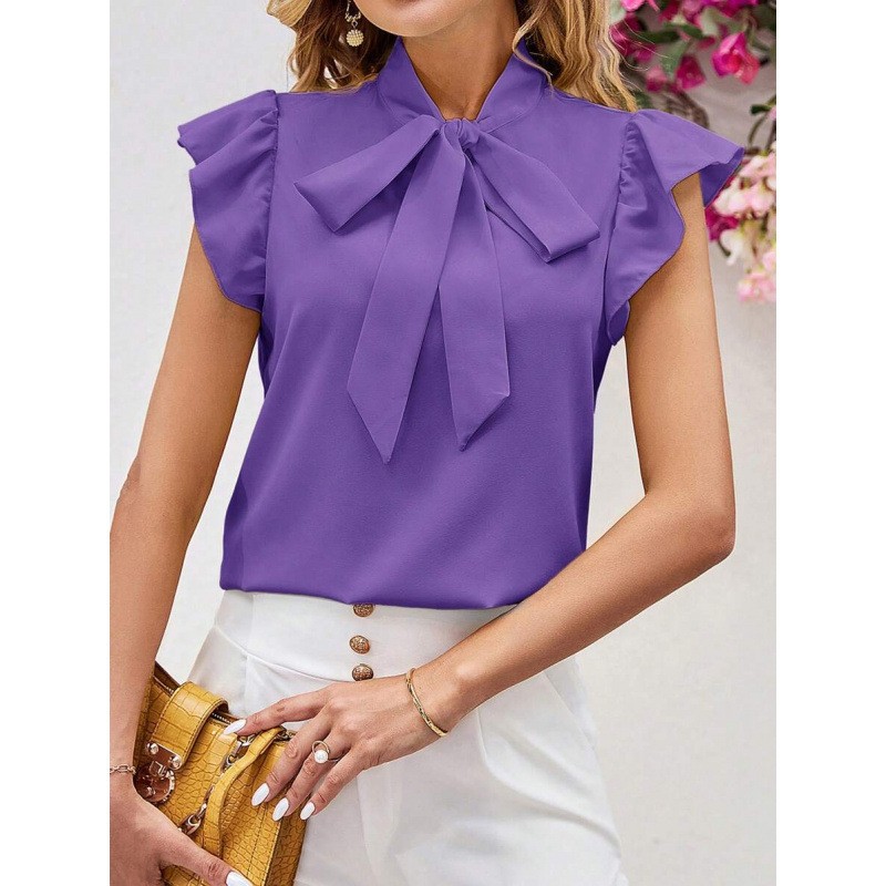 NEW European And American-style Elegant Blouse With A Bow Tie Sizes S-XXL