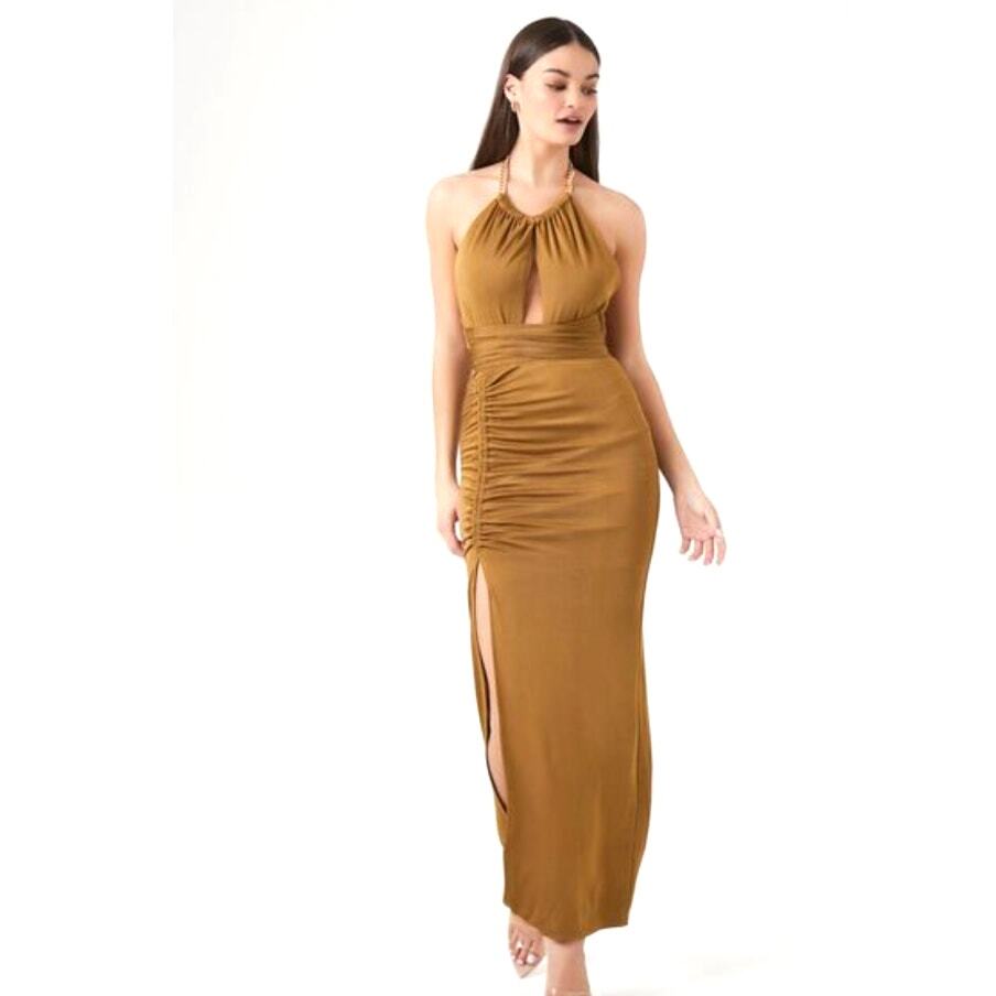 Topaz Cut out Chain Halter Maxi Dress Forever 21 size s