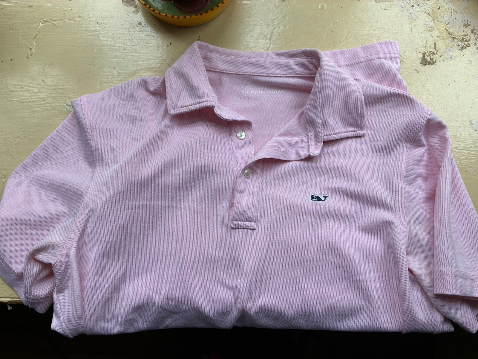 Vineyard Vines Men’s Pink Solid Short Sleeve Collared Polo Shirt Size S