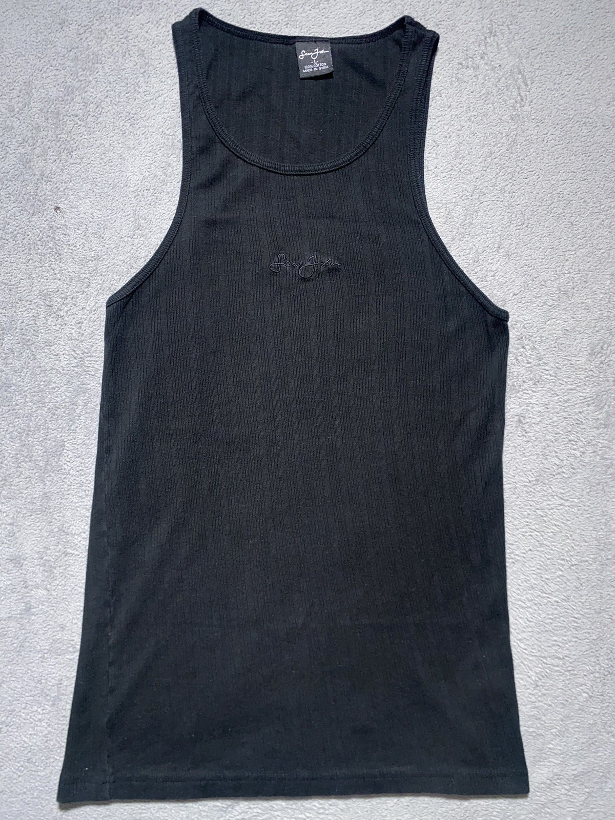 RARE Sean Jean Ribbed Tank Top Large Black Vintage 2000s Vtg