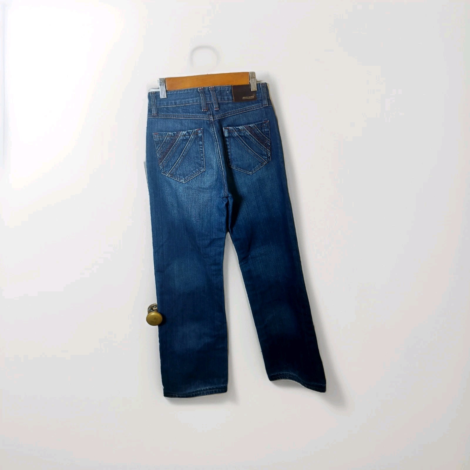 90s High Waisted Pierre Cardin Blue Denim Jeans With Unique Back Pockets Size 27