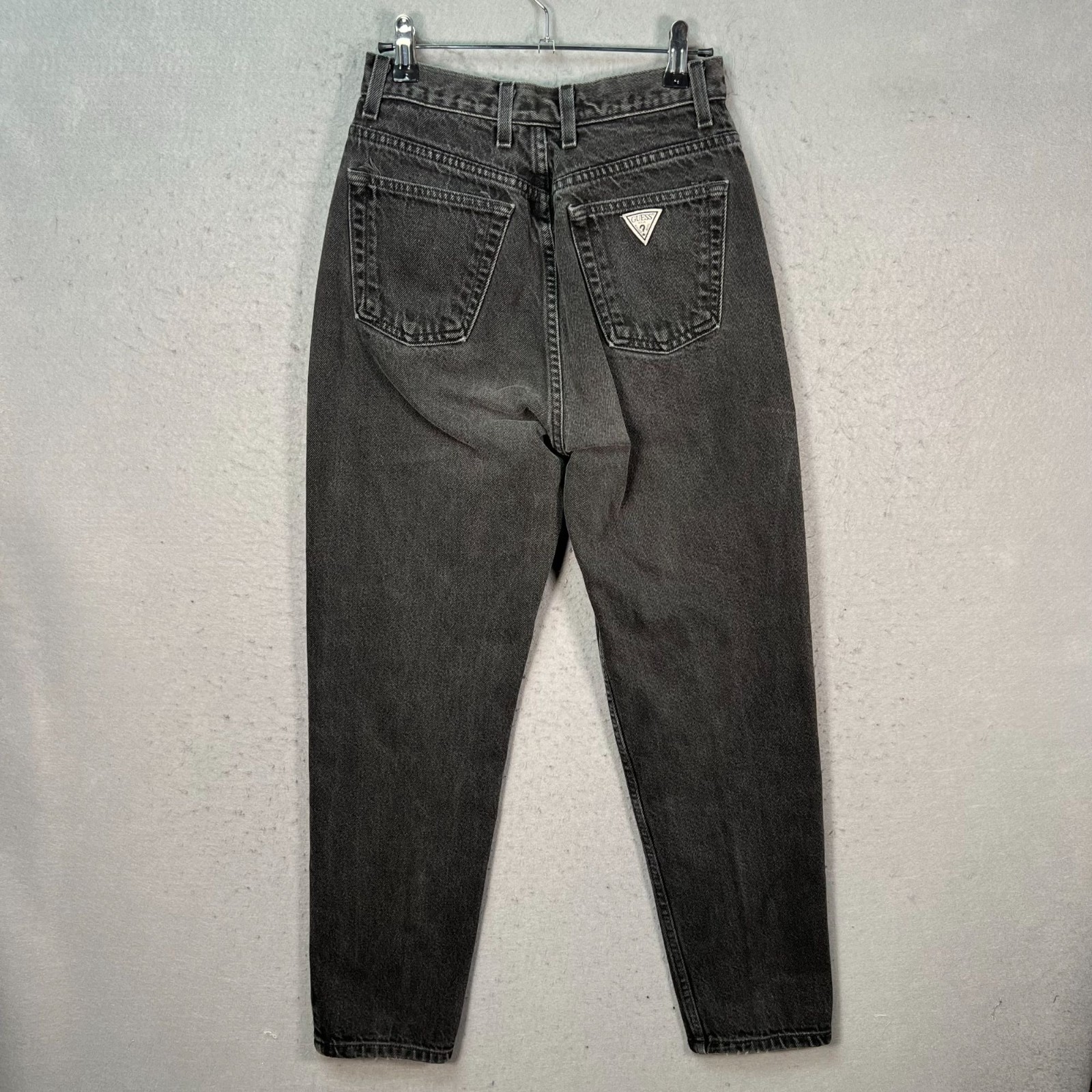 VTG Guess Womens Size 30 (24 in Waist) High-Waisted Tapered Black Denim Pants