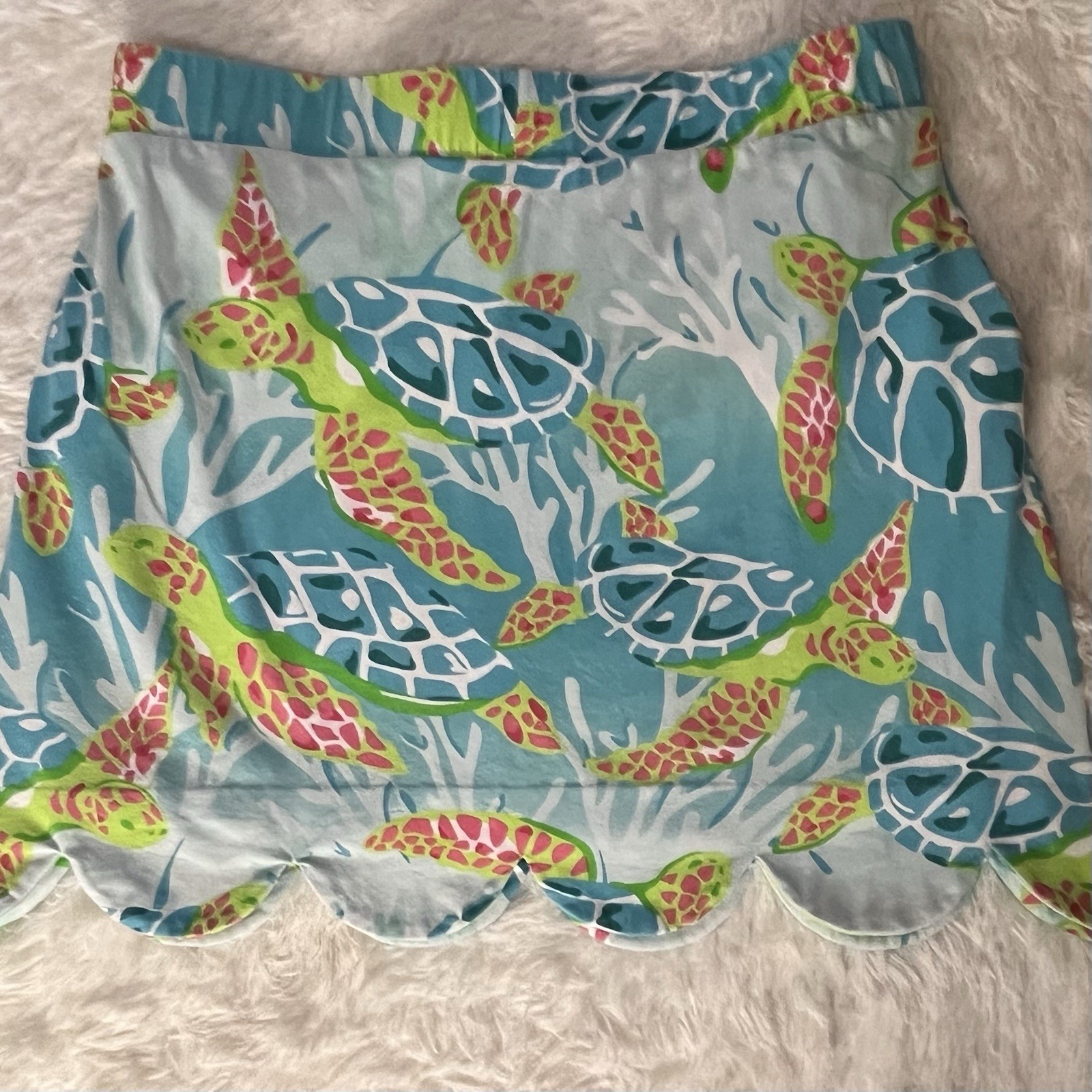 ANA CLARE Womens Tropical L Skort Golf Tennis Activewear Blue Pink Green Turtles