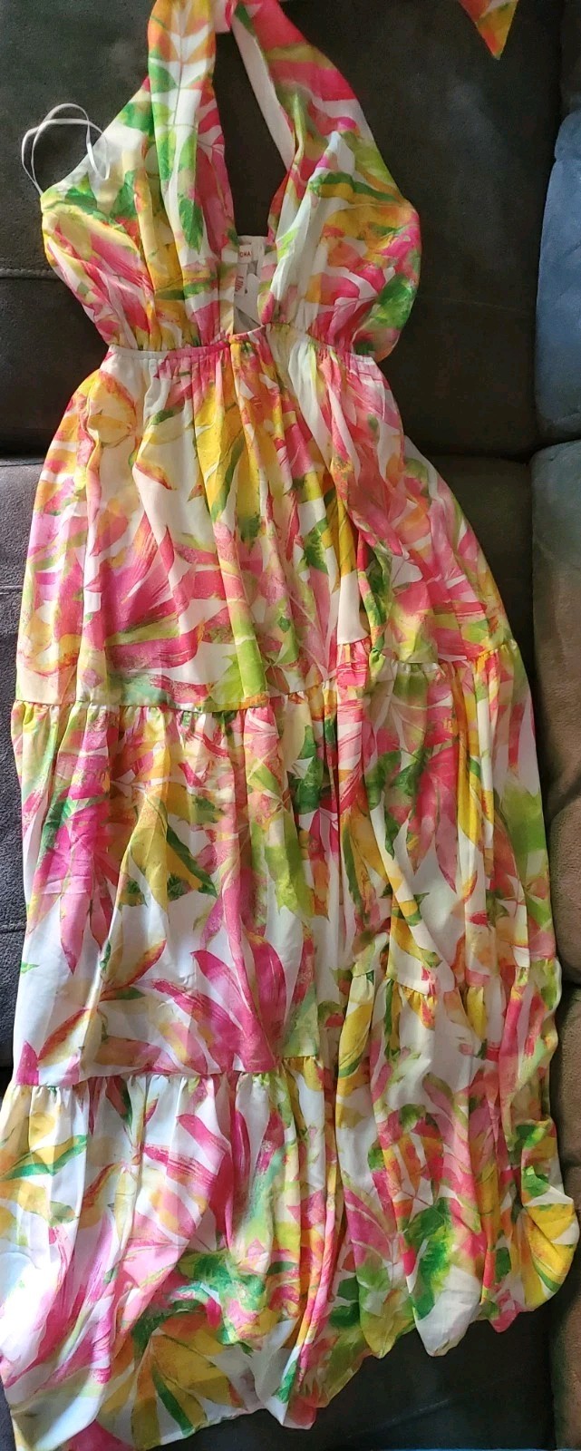 Gorgeous!! Flying Tomato Boho Maxi Size S Halter Tiered Dress Resort NWT