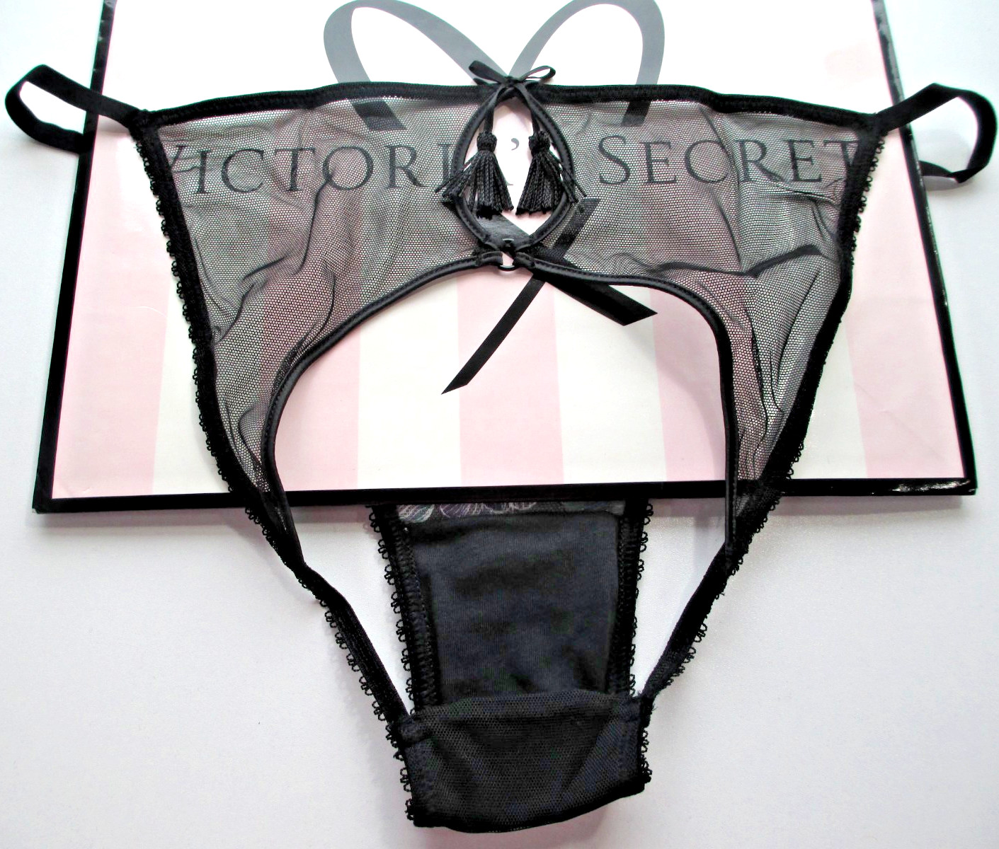 VICTORIA’S SECRET VERY SEXY Tassel Back Open String Bikini Panty Black S M L XL