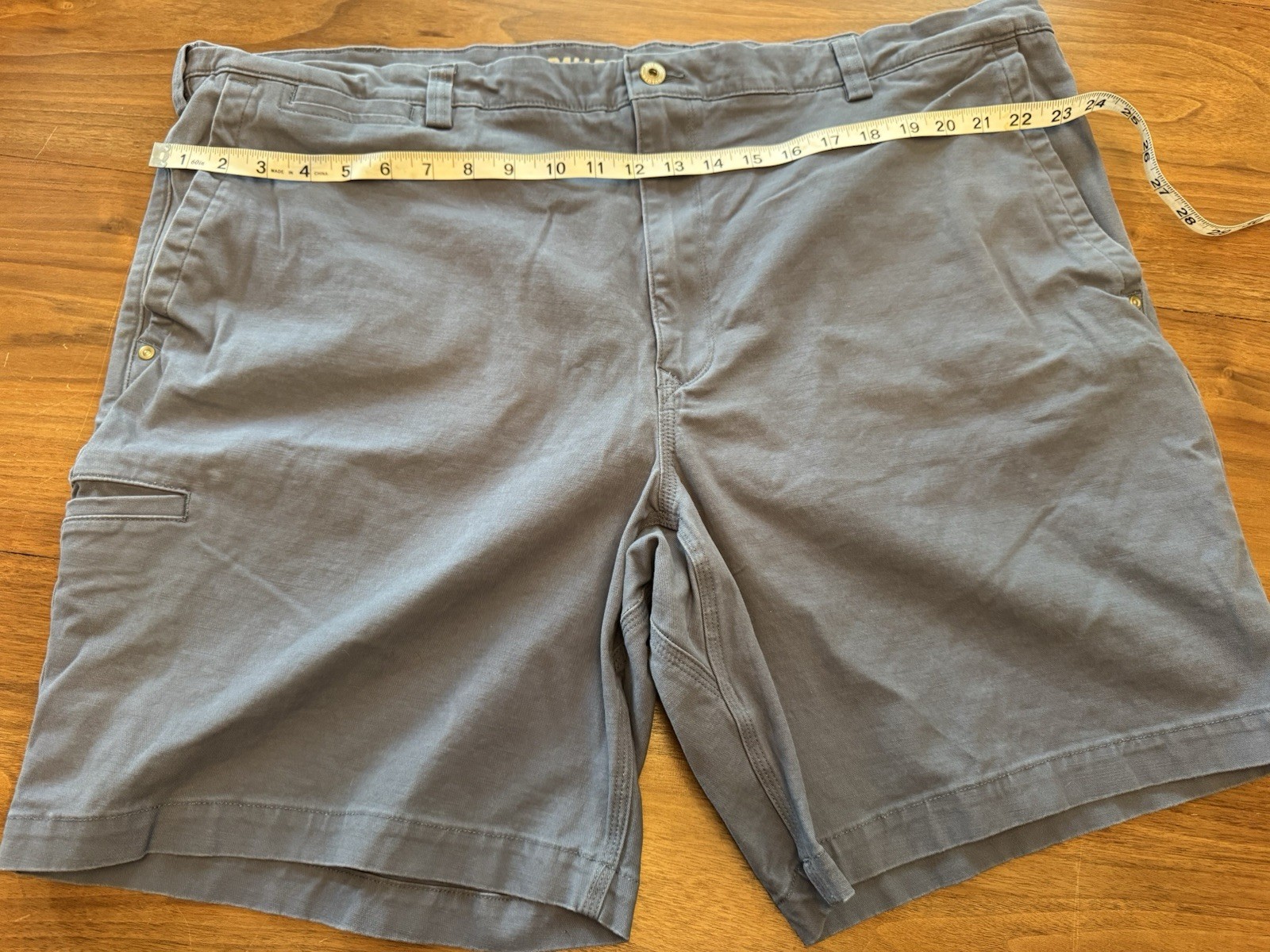 Duluth Flex Ballroom Khakis Men’s Gray Relaxed Fit Flat Front Shorts Pockets