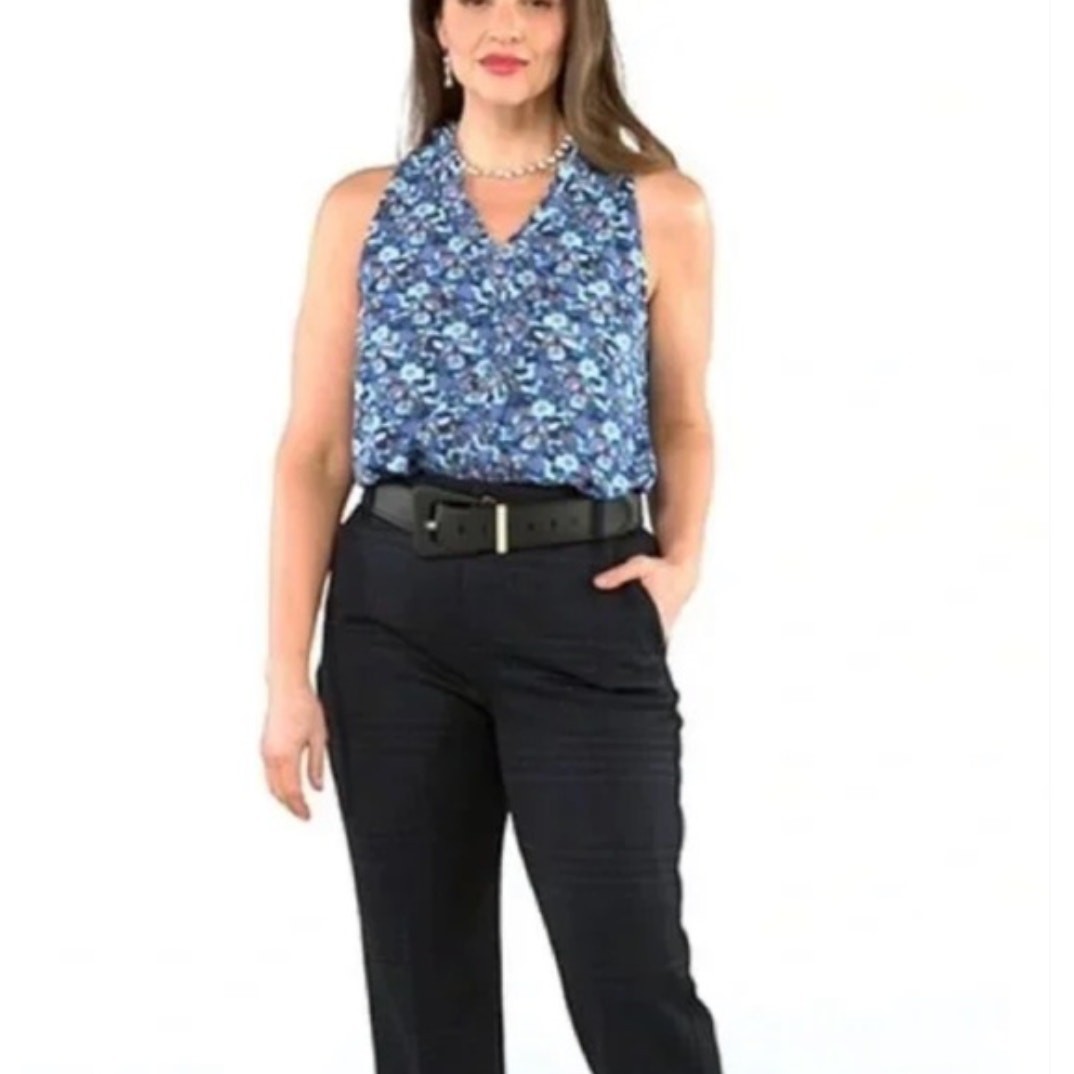 Cabi Take Two Top Blue Lagoon Floral 4349 Size M