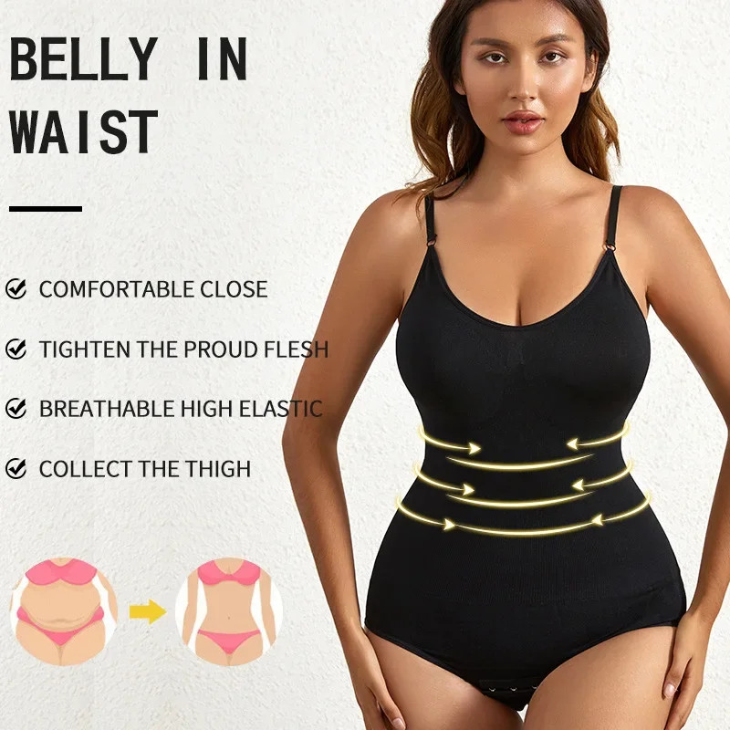 1 Piece Solid Seamless Brief Shaping Shapewear Bodysuit, Tummy Control Butt