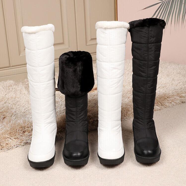 Womens Warm Lined Pull On Knee High Boots Snow Boots Casual Outdoor Winter Shoes