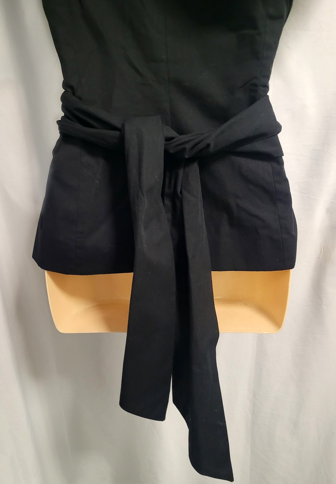 Zara Women Black Poplin Blouse Long Puff Sleeve Bow Waist Detail Size EUR XS New