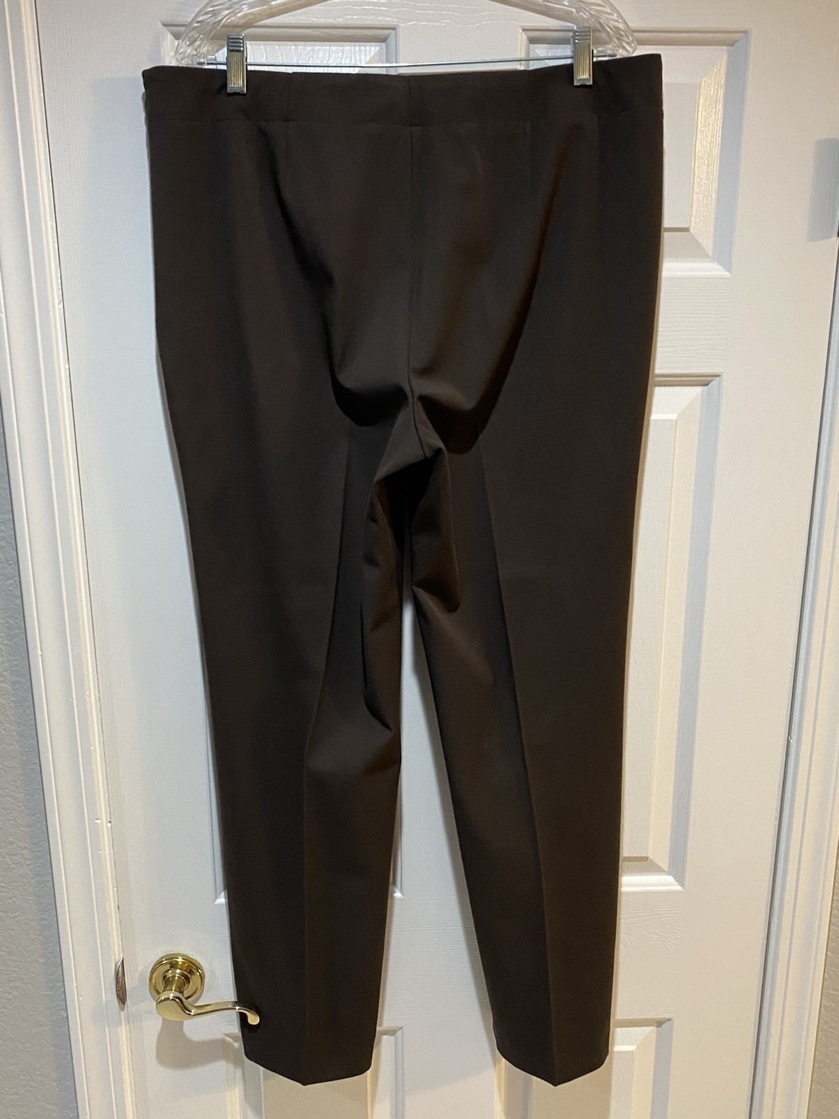 Talbots Women Brown Polyester-Blend Classic Side Zip Straight Leg Pants, Size 16
